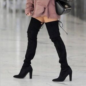 SAM EDELMAN KENT over the knee heeled suede boot dark grey